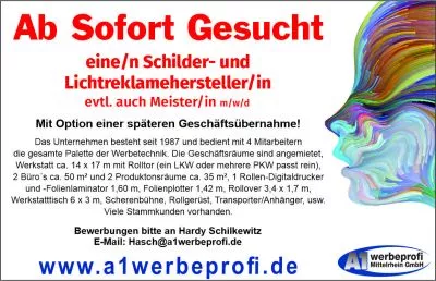 Stellenangebot Werbetechniker/in Schilder- und Lichtreklamehersteller/in Stellenangebot Werbetechniker/in Schilder- und Lichtreklamehersteller/in